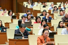 Quốc hội thảo luận tại Hội trường về dự án Luật sửa đổi, bổ sung một số điều của Luật Lý lịch tư pháp. (Ảnh: DUY LINH)