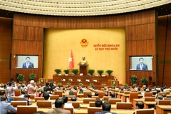 Quốc hội làm việc tại hội trường nghe Tờ trình của Chính phủ và Báo cáo thẩm tra của Uỷ ban Kinh tế và Tài chính về dự án Luật Quy hoạch (sửa đổi). (Ảnh: DUY LINH)