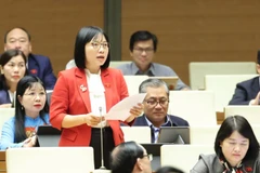 Đại biểu Nguyễn Thị Việt Nga (Phó trưởng Đoàn đại biểu Quốc hội chuyên trách thành phố Hải Phòng) phát biểu. (Ảnh: DUY LINH)