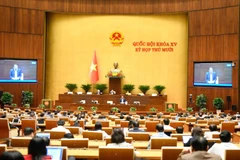 Quốc hội họp phiên toàn thể tại hội trường chiều 24/11. (Ảnh: DUY LINH)