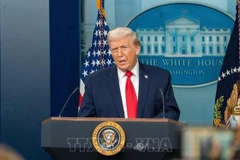 Tổng thống Mỹ Donald Trump phát biểu tại cuộc họp báo ở Nhà Trắng, Washington, D.C., ngày 20/1/2026. (Ảnh: THX/TTXVN)