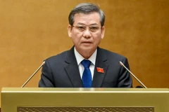 Chánh án Tòa án nhân dân tối cao Lê Minh Trí trình bày kết quả công tác của các Tòa án trong nhiệm kỳ Quốc hội khóa XV. (Ảnh: DUY LINH)