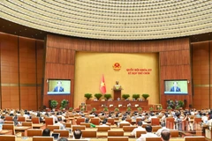 Quốc hội thảo luận ở hội trường về Dự thảo Nghị quyết của Quốc hội sửa đổi, bổ sung một số điều của Hiến pháp năm 2013 (lần thứ hai). (Ảnh: DUY LINH)