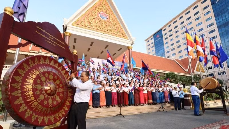 Hoạt động chào mừng sự kiện các di tích lịch sử liên quan chế độ diệt chủng Pol Pot được công nhận là Di sản thế giới. (Ảnh: Bộ Thông tin Campuchia)
