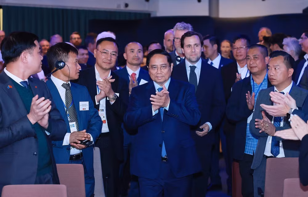 Thủ tướng Phạm Minh Chính dự Diễn đàn kinh tế Việt Nam-Thụy Điển. (Ảnh: TTXVN)