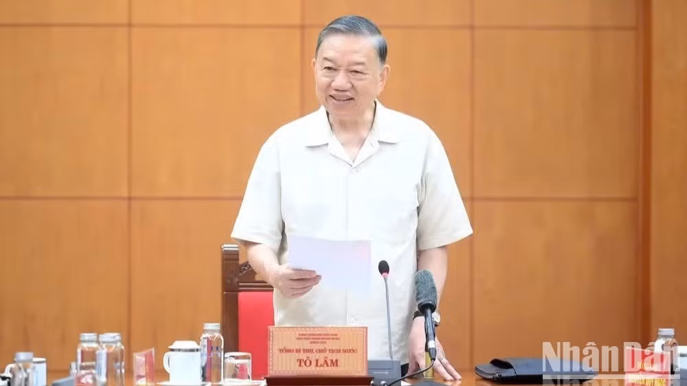 Tổng Bí thư, Chủ tịch nước Tô Lâm phát biểu tại cuộc làm việc. (Ảnh: ĐĂNG KHOA)