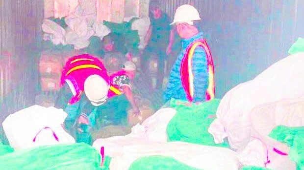 Cơ quan hải quan kiểm tra container chứa chân gà đông lạnh của Công ty TNHH Xuất nhập khẩu Việt Nam.