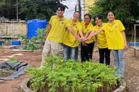 Nhóm bạn sinh viên Trường đại học Trà Vinh thực hiện dự án biến nước thải thành tài nguyên.