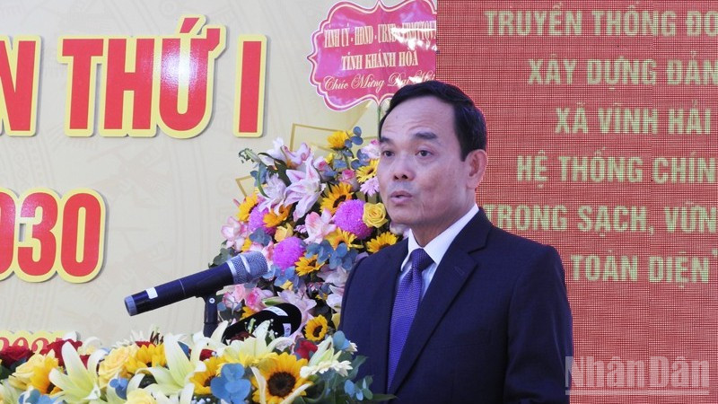 Đồng chí Trần Lưu Quang, Bí thư Trung ương Đảng, Trưởng Ban Chính sách, Chiến lược Trung ương, dự và phát biểu chỉ đạo tại Đại hội. ndo_br_4-5517.jpg