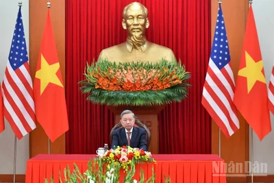 Tổng Bí thư Tô Lâm điện đàm với Tổng thống Hoa Kỳ Donald Trump, tháng 11/2024. (Ảnh: ĐĂNG KHOA)