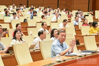 Tổng Bí thư Tô Lâm và các đại biểu Quốc hội tham dự phiên họp. (Ảnh: DUY LINH)