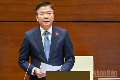 Phó Thủ tướng Chính phủ Lê Thành Long phát biểu giải trình, làm rõ các nội dung đại biểu Quốc hội nêu tại phiên thảo luận. (Ảnh: THỦY NGUYÊN)