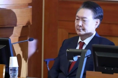 Ông Yoon Suk Yeol tại phiên điều trần luận tội tại Tòa án Hiến pháp ở Seoul, Hàn Quốc, ngày 20/2/2025. (Ảnh: Xinhua)