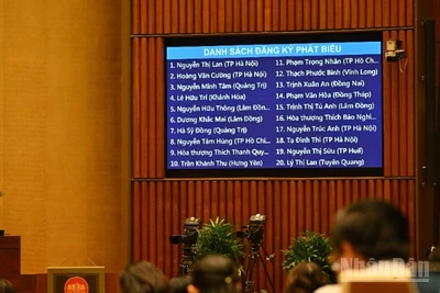 Các đại biểu đăng ký phát biểu thảo luận tại phiên họp sáng 8/12. (Ảnh: DUY LINH)