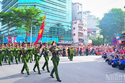 Lực lượng Công an nhân dân tham gia Lễ diễu binh, diễu hành cấp quốc gia kỷ niệm 80 năm Cách mạng Tháng Tám và Quốc khánh 2/9. (Ảnh: BẢO LONG)
