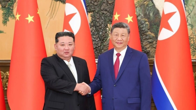Chủ tịch Trung Quốc Tập Cận Bình và Nhà lãnh đạo Triều Tiên Kim Jong Un ngày 4/9. (Ảnh: Tân Hoa xã) 