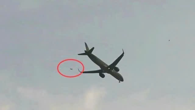 Ảnh vật thể bay lạ nghi là drone tại khu vực tiếp cận Cảng Hàng không quốc tế Cát Bi. (Ảnh: Công an Hải Phòng)