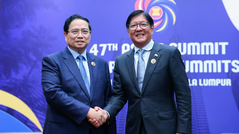 Thủ tướng Chính phủ Phạm Minh Chính và Tổng thống Philippines Ferdinand Romualdez Marcos Jr. (Ảnh: VGP/Nhật Bắc)
