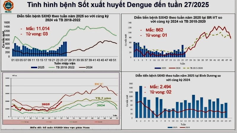 Thống kê diễn biến ca mắc sốt xuất huyết tại Thành phố Hồ Chí Minh.