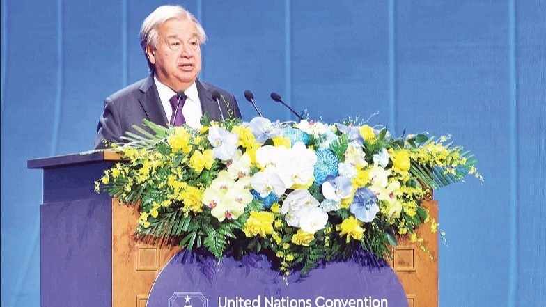 Tổng Thư ký Liên hợp quốc Antonio Guterres phát biểu tại Lễ mở ký Công ước Hà Nội.