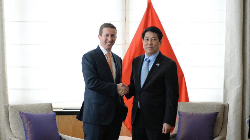 Chủ tịch nước Lương Cường tiếp Giám đốc điều hành Quỹ đầu tư Warburg Pincus. (Ảnh: Xuân Kỳ)