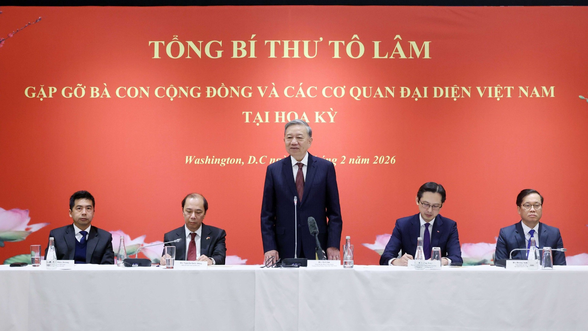 Tổng Bí thư Tô Lâm phát biểu tại buổi gặp gỡ. (Ảnh: Thống Nhất/TTXVN)