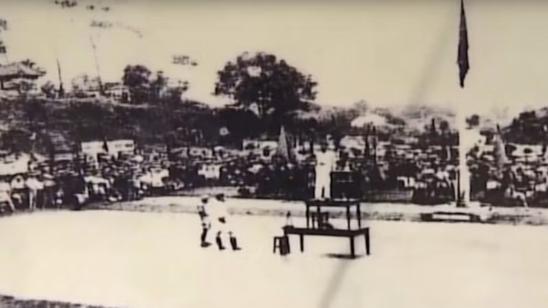 Chiều 20/8/1945, đông đảo quần chúng nhân dân trong tỉnh đã tham gia cuộc mít-tinh lớn tại Sân vận động thị xã Thái Nguyên. (Ảnh tư liệu/baothainguyen.vn)