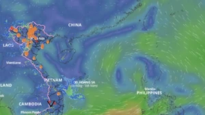 Vùng áp thấp có khả năng mạnh lên thành bão sau 48 - 72 giờ tới. Trên đây là hình ảnh các trường gió trên biển cập nhật hồi 14 giờ ngày 9/6. Nguồn: Hệ thống Giám sát thiên tai Việt Nam.