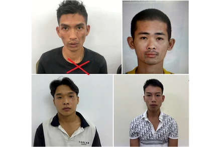 Cơ quan Cảnh sát điều tra Công an thành phố Hải Phòng đã ra quyết định tạm giữ hình sự đối tượng Phạm Văn Trường (ảnh trên bên trái, đánh dấu X trong ảnh) và 3 đối tượng để tiếp tục điều tra, xử lý theo quy định của pháp luật. (Ảnh: Công an Hải Phòng)