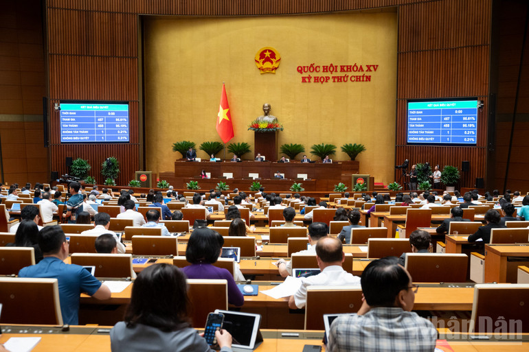 Kết quả biểu quyết. (Ảnh: DUY LINH) ndo_br_bieu-quyet-luat-doanh-nghiep-1.jpg