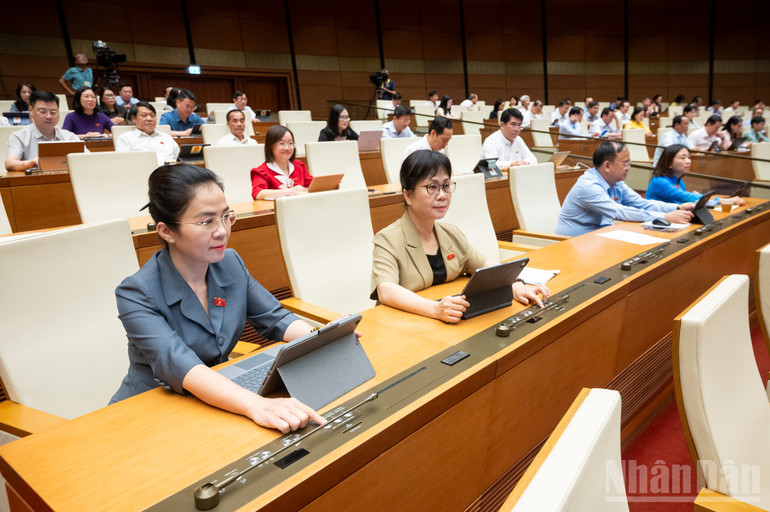 Đại biểu Quốc hội biểu quyết thông qua Luật sửa đổi, bổ sung một số điều của Luật Doanh nghiệp. (Ảnh: DUY LINH) ndo_br_bieu-quyet-luat-doanh-nghiep-2.jpg