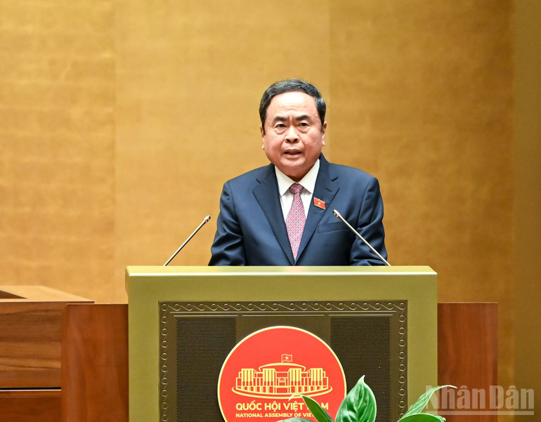 Chủ tịch Quốc hội Trần Thanh Mẫn phát biểu bế mạc Kỳ họp. (Ảnh: DUY LINH) ndo_br_bnd-1235.jpg