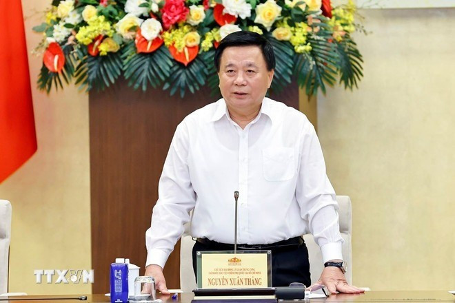 Đồng chí Nguyễn Xuân Thắng, Ủy viên Bộ Chính trị, Giám đốc Học viện Chính trị Quốc gia Hồ Chí Minh, Chủ tịch Hội đồng Lý luận Trung ương, phát biểu chỉ đạo, định hướng thảo luận. (Ảnh: TTXVN) ttxvn-dai-bieu-quoc-hoi-tre-dong-1.jpg