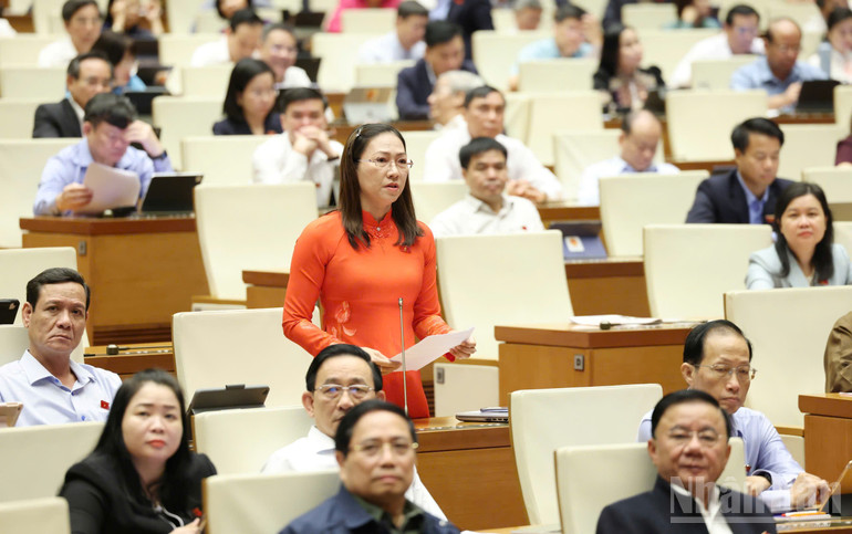 Đại biểu Nguyễn Thị Yến Nhi nêu ý kiến thảo luận sáng 29/10. (Ảnh: DUY LINH) ndo_br_nguyen-thi-yen-nhi-vinh-long.jpg
