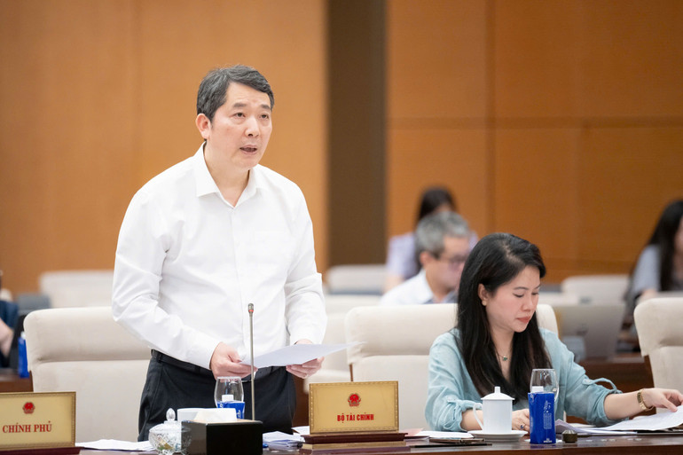 Thứ trưởng Tài chính Cao Anh Tuấn trình bày tờ trình dự án Luật. (Ảnh: DUY LINH) 202510131542023922-z711194644164.jpg