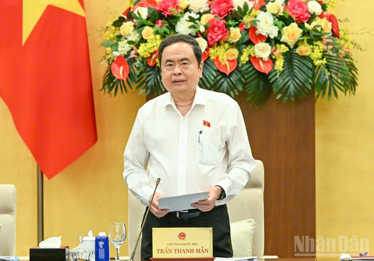Chủ tịch Quốc hội Trần Thanh Mẫn phát biểu khai mạc phiên họp. (Ảnh: DUY LINH) ndo_br_z6789190796953-ac4241119a5e2a23388970b93e503b9c.jpg