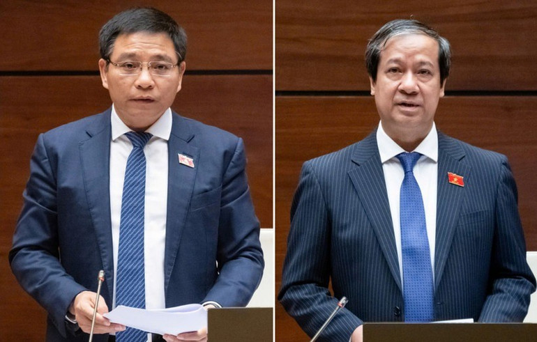 Bộ trưởng Tài chính Nguyễn Văn Thắng và Bộ trưởng Giáo dục và Đào tạo Nguyễn Kim Sơn sẽ trả lời chất vấn của các đại biểu Quốc hội tại Kỳ họp thứ 9, Quốc hội khóa XV. chat-van-974-5912.jpg