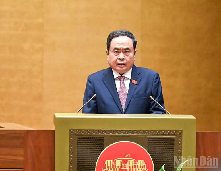 Chủ tịch Quốc hội Trần Thanh Mẫn phát biểu mở đầu phiên chất vấn và trả lời chất vấn. (Ảnh: DUY LINH) ndo_br_bnd-8104.jpg
