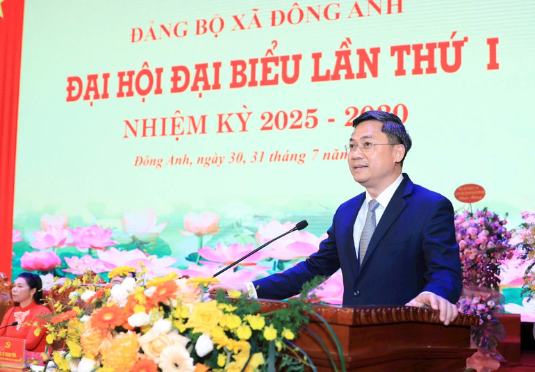 Ủy viên Ban Thường vụ Thành ủy, Trưởng Ban Tổ chức Thành ủy Hà Nội Hà Minh Hải phát biểu tại Đại hội. (Ảnh: Quang Thái) ha-minh-hai1.jpg