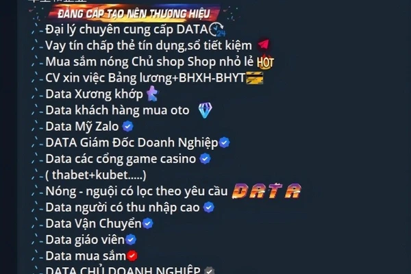 Một trang web rao bán dữ liệu. (Ảnh chụp màn hình)