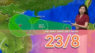 [Video] Dự báo thời tiết ngày 23/8/2025: Mưa dông ở vùng núi Bắc Bộ