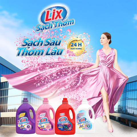 Bột giặt, nước giặt, nước xả làm mềm vải Lix