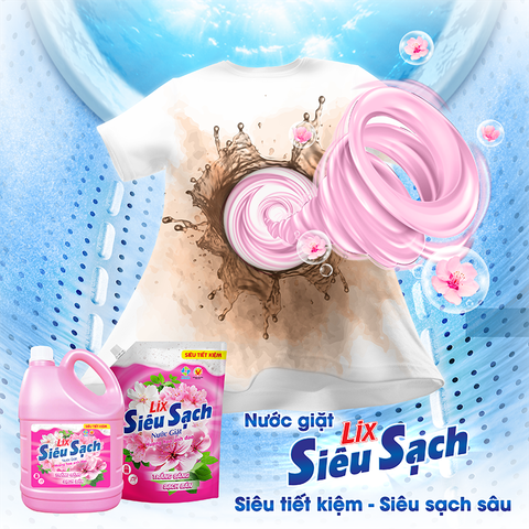 Bột giặt, nước giặt, nước xả làm mềm vải Lix