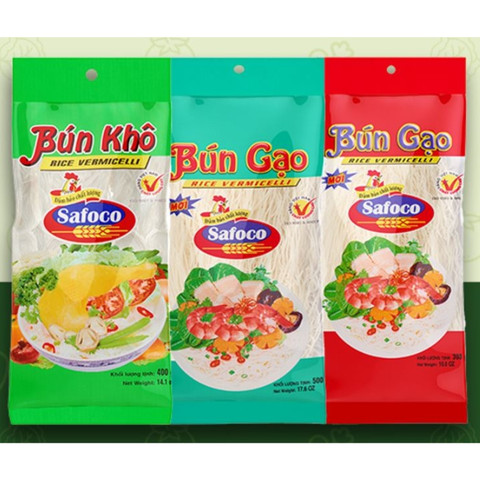 Mì, nui, bún tươi, bánh tráng Safoco