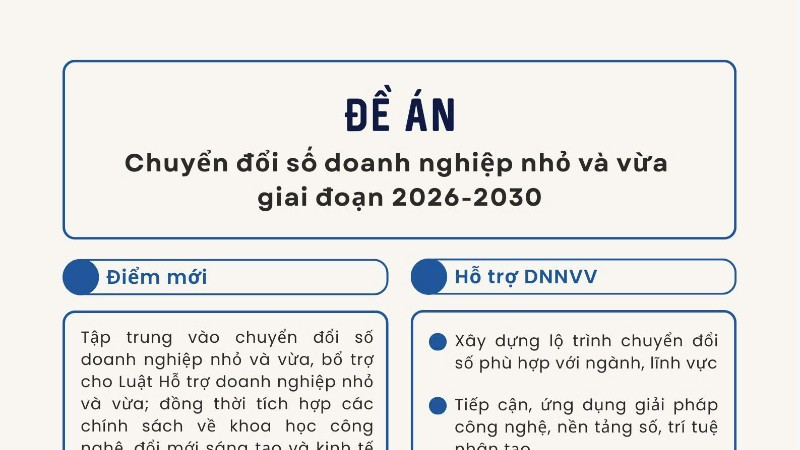 Đề án “Chuyển đổi số các doanh nghiệp nhỏ và vừa giai đoạn 2026-2030”. (Ảnh: TL)