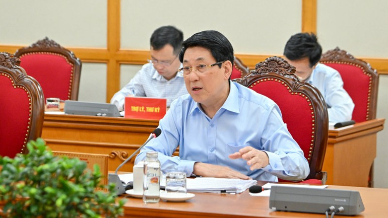 Chủ tịch nước Lương Cường nhấn mạnh một số điểm cần lưu ý trong chuẩn bị Đại hội. (Ảnh: Thủy Nguyên) ctn-ket-luan-5670.jpg