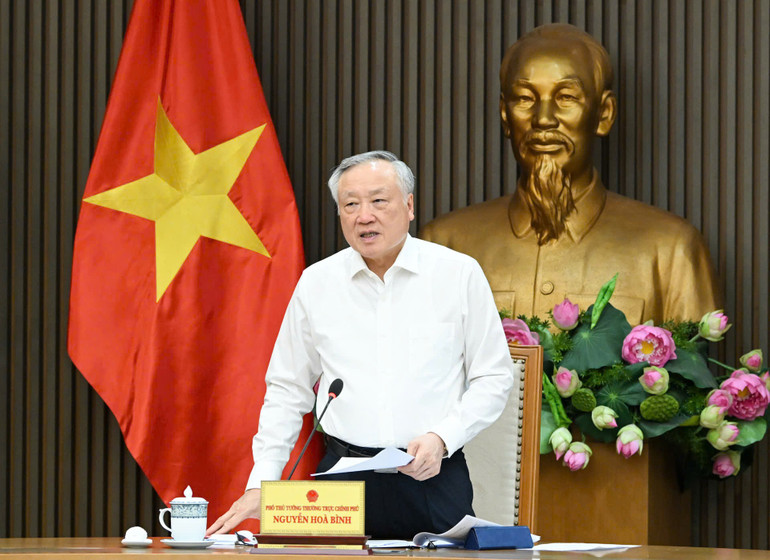 Đồng chí Nguyễn Hòa Bình phát biểu chỉ đạo Hội nghị. (Ảnh: DUY LINH) gen-h-dc-nh-binh.jpg