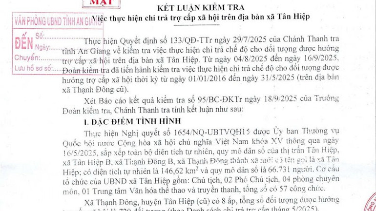 Kết luận thanh tra của Thanh tra tỉnh An Giang về việc thực hiện chi trả trợ cấp xã hội trên địa bàn xã Tân Hiệp. ndo_bl_2.jpg