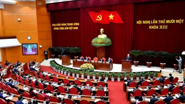 Hội nghị lần thứ 11 Ban Chấp hành Trung ương Đảng Cộng sản Việt Nam khóa XIII đã quyết nghị nhiều vấn đề hệ trọng đối với sự phát triển đất nước trong kỷ nguyên mới. (Ảnh: ĐĂNG KHOA)