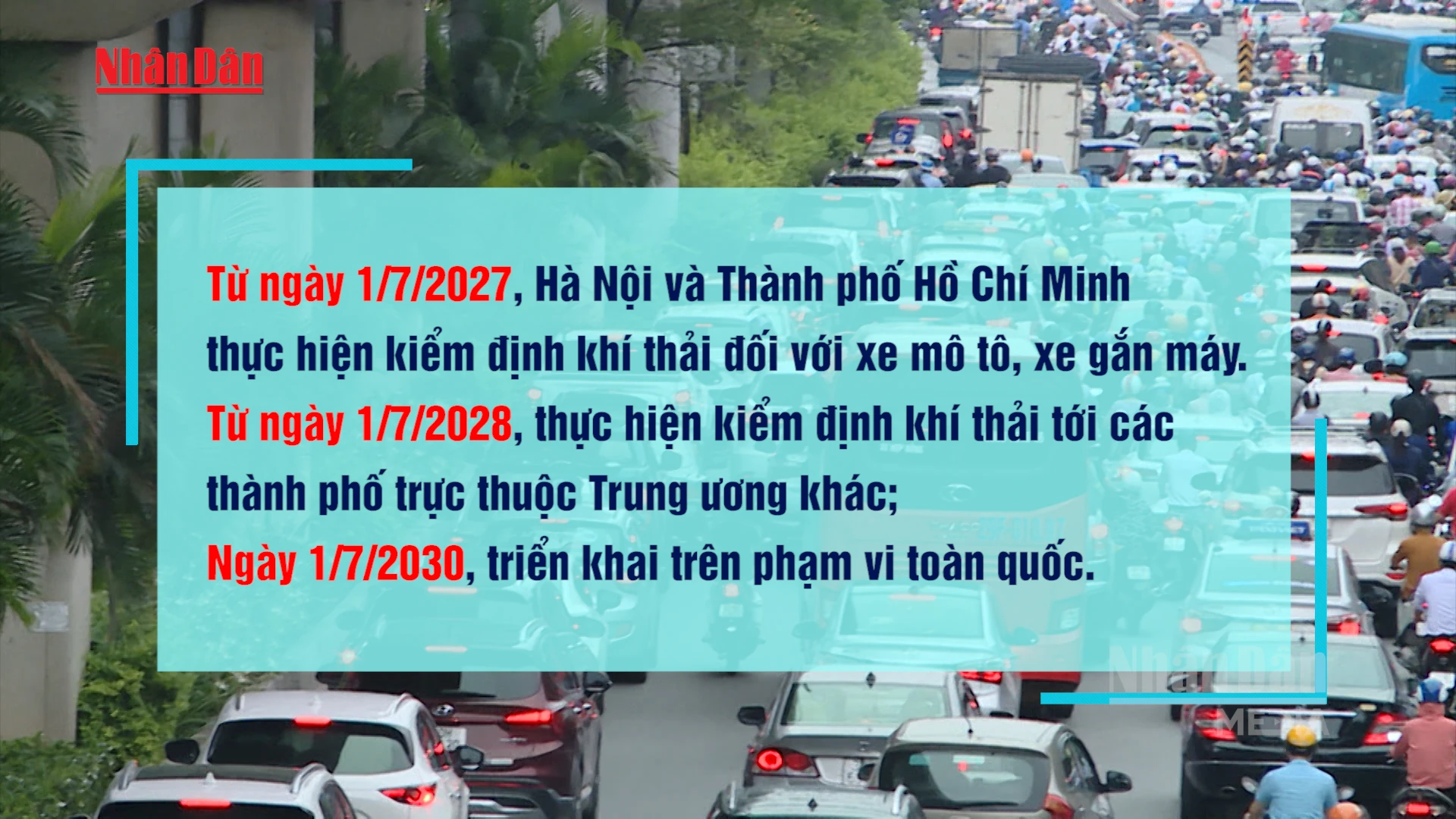 Kiểm định khí thải xe máy từ 1/7/2027: Hà Nội và TP.HCM đi đầu